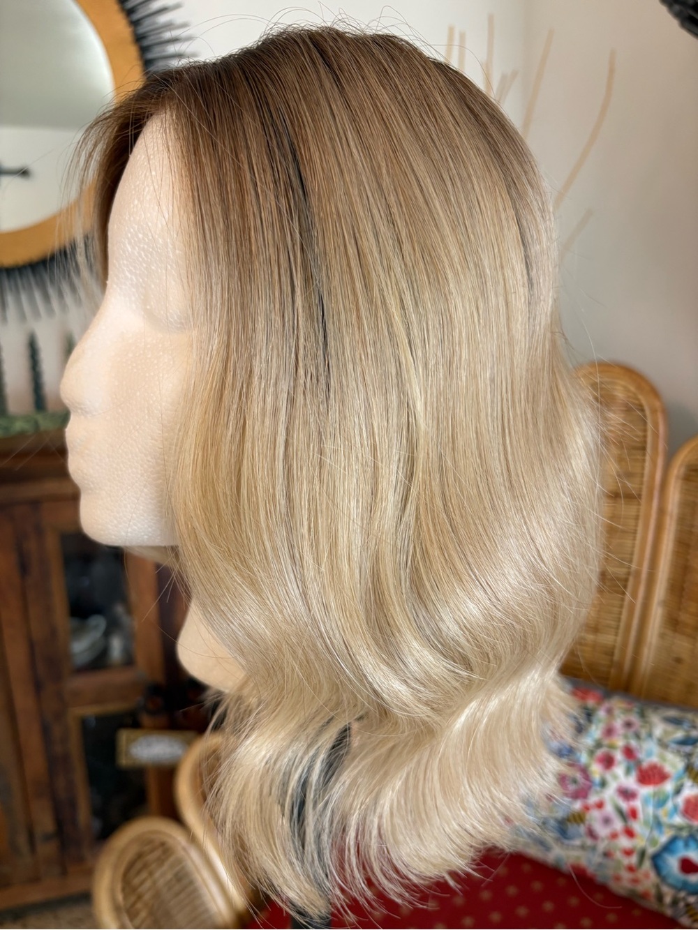 BELLE TRESS Biscotti Babe Blonde Rooted Heat Friendly Synthetic Wavy Wig.